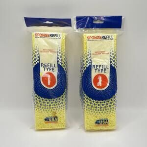 2 NEW Butterfly Mop "I" Abs Cellulose Poly Sponge Refill Head Type Made in USA